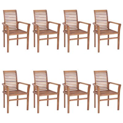 vidaXL Jedálenské stoličky 8 ks sivohnedé sedáky tíkový masív