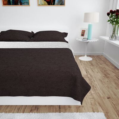 vidaXL Obojstranná posteľná prikrývka, 230x260 cm, krémovo-hnedá