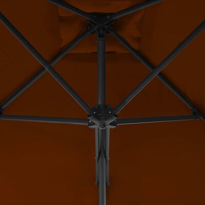 vidaXL Vonkajší slnečník s oceľovou tyčou, tehlový 300x230 cm