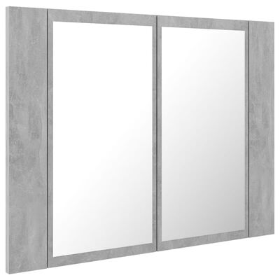 vidaXL LED kúpeľňová zrkadlová skrinka betónová sivá 60x12x45 cm akryl