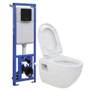 vidaXL Keramick&eacute; z&aacute;vesn&eacute; WC so skrytou vrchnou n&aacute;držou čierne