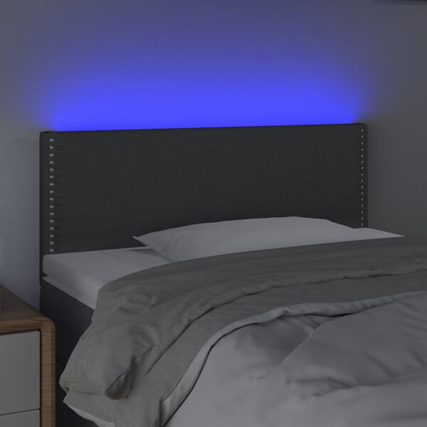 vidaXL Čelo postele s LED tmavosivé 100x5x78/88 cm látka