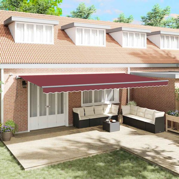 vidaXL Automaticky zaťahovacia mark&iacute;za s LED burgundsk&aacute; 600x300 cm