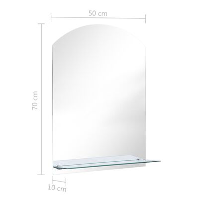 vidaXL Nástenné zrkadlo s poličkou 50x70 cm, tvrdené sklo