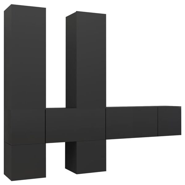 vidaXL 7-dielna s&uacute;prava TV skriniek siv&aacute; drevotrieska