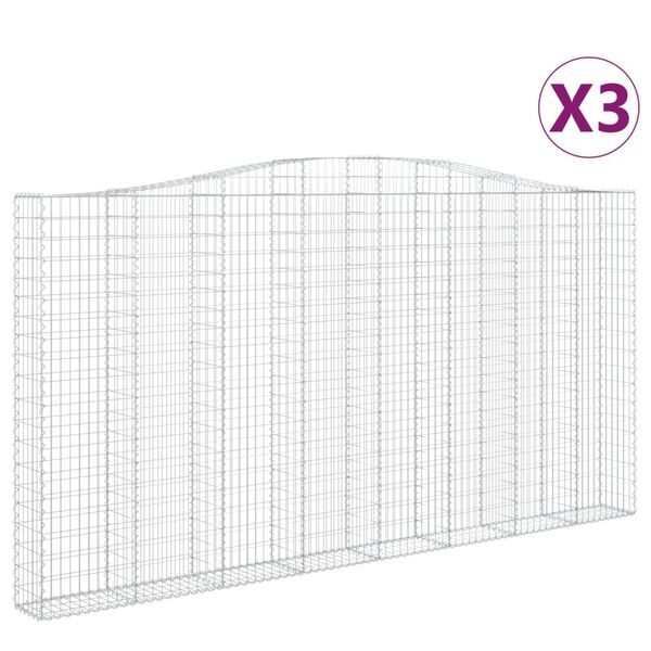 vidaXL Obl&uacute;kov&yacute; gabionov&yacute; k&ocirc;&scaron; 3 ks 400x30x200/220cm pozinkovan&eacute; železo