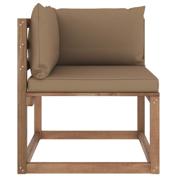 vidaXL Rohov&aacute; z&aacute;hradn&aacute; pohovka z paliet, sivohned&eacute; podložky