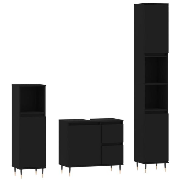 vidaXL 3-dielna sada k&uacute;peľňov&eacute;ho n&aacute;bytku čierna kompozitn&eacute; drevo