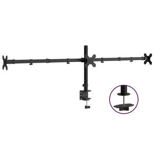 vidaXL Držiak na tri monitory čierny oceľov&yacute; VESA 75/100 mm