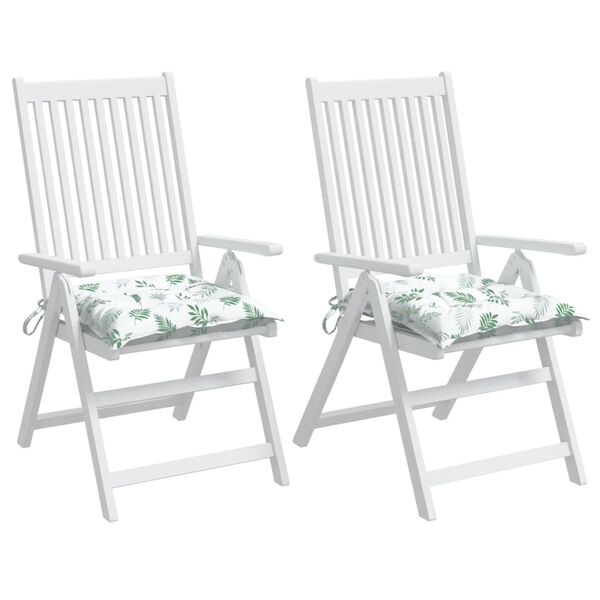 vidaXL Podložky na stoličku 2 ks vzor l&iacute;stia 40x40x7 cm l&aacute;tka