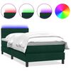 vidaXL Posteľn&yacute; r&aacute;m boxsping s matracom a LED tmavozelen&yacute; 100x220 cm zamat