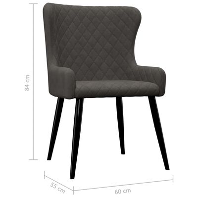 vidaXL Jedálenské stoličky 6 ks, sivé, zamat