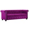 vidaXL 3-miestna pohovka Chesterfield, zamat 199x75x72 cm, fialov&aacute;