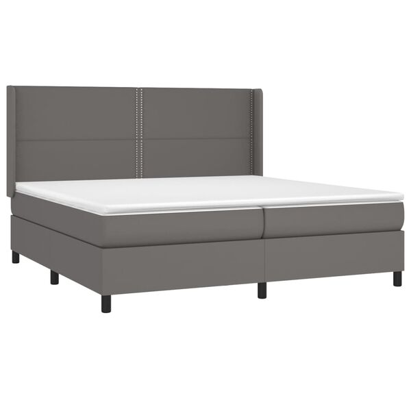 vidaXL Boxspring posteľ s matracom siv&aacute; 200x200 cm umel&aacute; koža