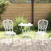 vidaXL Záhradný bistro set 3 pcs Biela Hliník