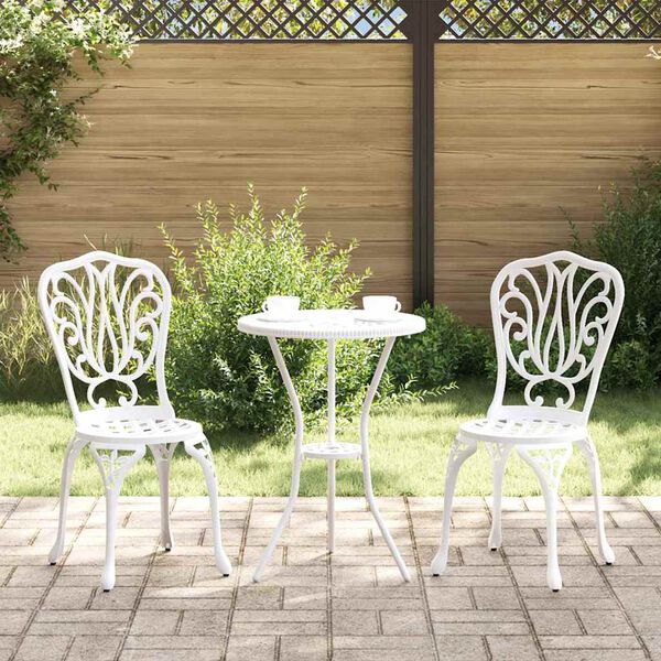 vidaXL Záhradný bistro set 3 pcs Biela Hliník
