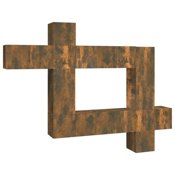 vidaXL 10-dielna s&uacute;prava TV skriniek dymov&yacute; dub spracovan&eacute; drevo