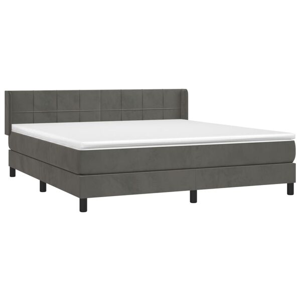 vidaXL Posteľn&yacute; r&aacute;m boxspring s matracom tmavosiv&yacute; 180x200 cm zamat