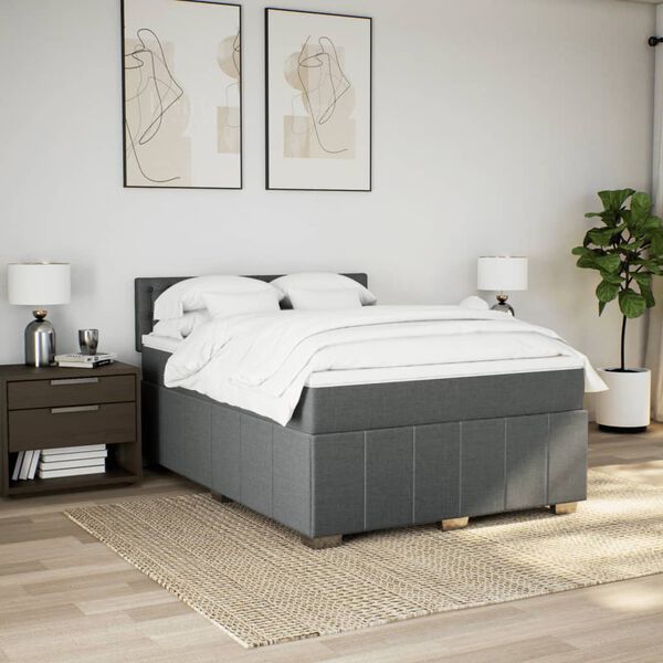 vidaXL Boxspring posteľ s matracom tmavosiv&aacute; 140x200 cm l&aacute;tka