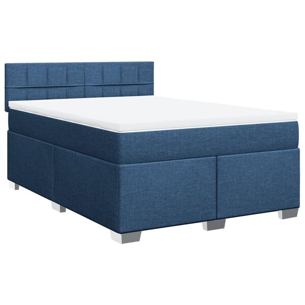 vidaXL Posteľn&yacute; r&aacute;m boxspring s matracom modr&yacute; 160x200 cm l&aacute;tka