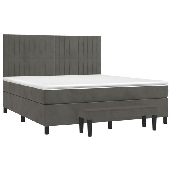 vidaXL Posteľn&yacute; r&aacute;m boxspring s matracom tmavosiv&yacute; 180x200 cm zamat