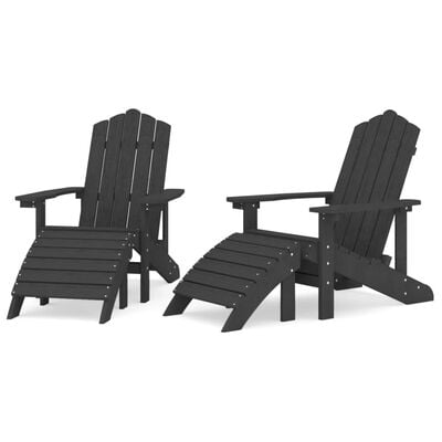 vidaXL Záhradné stoličky s podnožkami Adirondack 2 ks HDPE antracitové