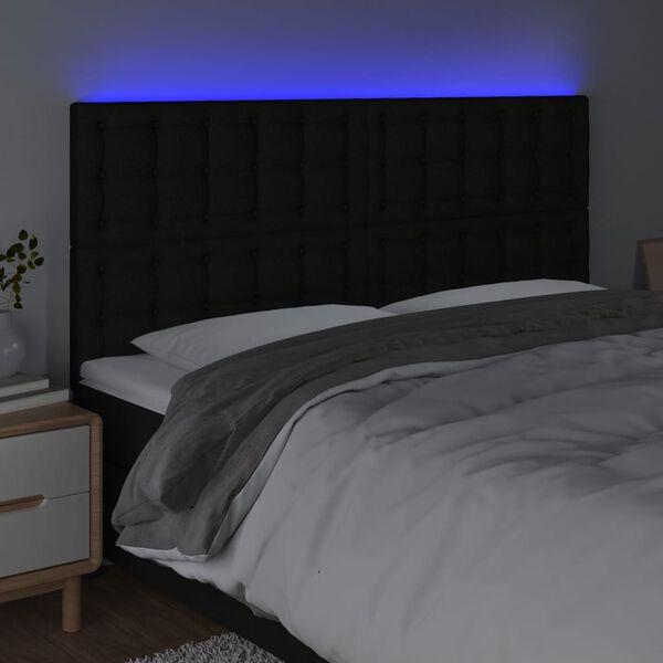 vidaXL Čelo postele s LED čierne 180x5x118/128 cm l&aacute;tka