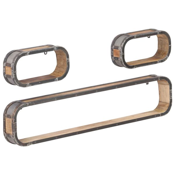 vidaXL 3-dielna sada nástenných políc masívne mangovníkové drevo