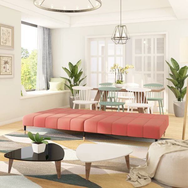 vidaXL 2-miestna rozkladacia pohovka, ružov&aacute;, zamat