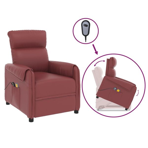 vidaXL Zdv&iacute;hacie mas&aacute;žne kreslo v&iacute;novočerven&eacute; umel&aacute; koža