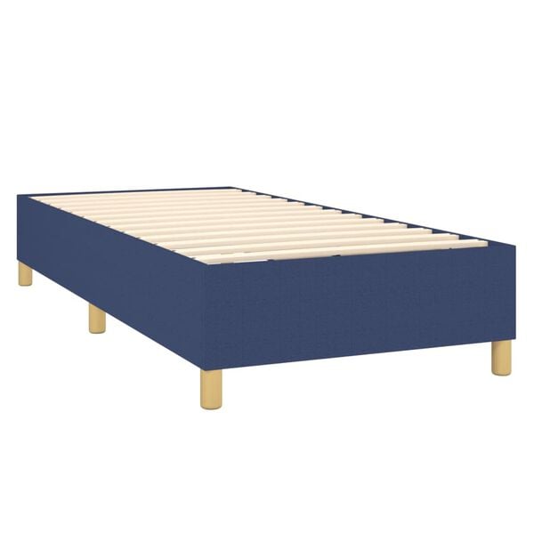 vidaXL Posteľn&yacute; r&aacute;m boxspring s matracom modr&yacute; 90x200 cm l&aacute;tka