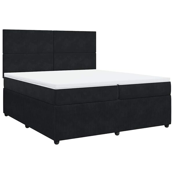 vidaXL Posteľn&yacute; r&aacute;m boxspring s matracom čierny 200x200 cm zamat