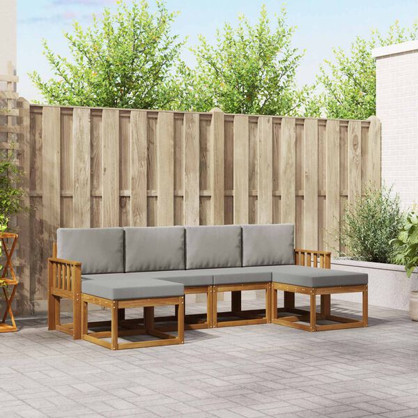 vidaXL Z&aacute;hradn&aacute; s&uacute;prava gaučov s vank&uacute;&scaron;om 6 pcs Pr&iacute;rodn&aacute; a svetlosiv&aacute;