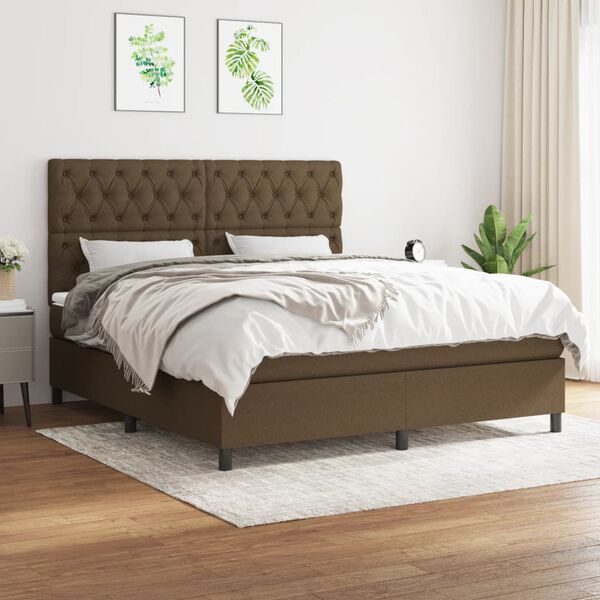 vidaXL Boxspring posteľ s matracom tmavohned&aacute; 160x200 cm l&aacute;tka