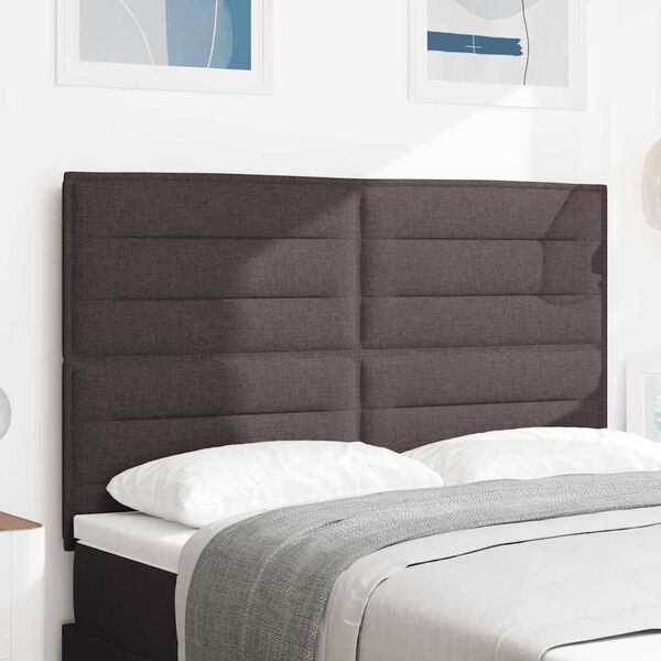 vidaXL LED hlavov&aacute; doska s čelnou doskou Tmavohned&aacute; 160 cm Polyester