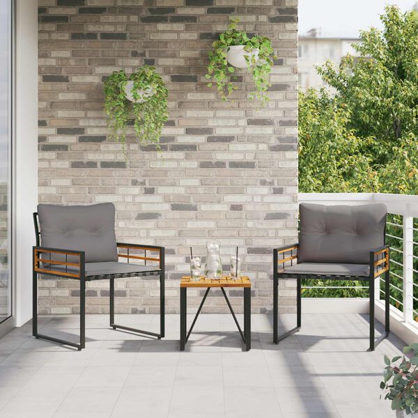 vidaXL Záhradný nábytok s vankúšom 3 pcs Svetlosivá