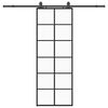 vidaXL Posuvn&eacute; dvere s kovan&iacute;m čierne 76x205 cm ESG sklo