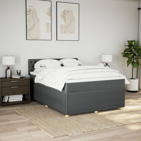 vidaXL Boxspring posteľ s matracom tmavosiv&aacute; 140x190 cm l&aacute;tka