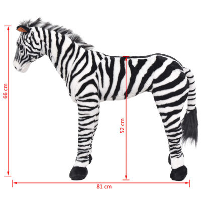 vidaXL Stojaca plyšová hračkárska zebra, čierno biela XXL