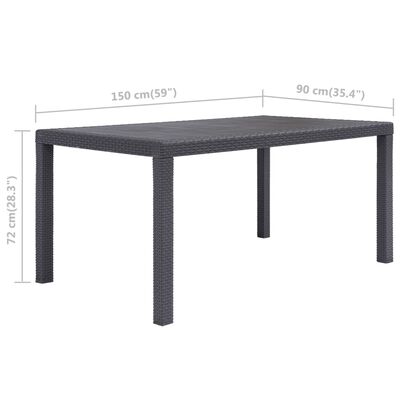 vidaXL Záhradný stôl hnedý 150x90x72 cm plastový s ratanovým vzhľadom