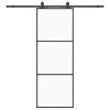 vidaXL Posuvn&eacute; dvere s kovan&iacute;m čierne 76x205 cm ESG sklo