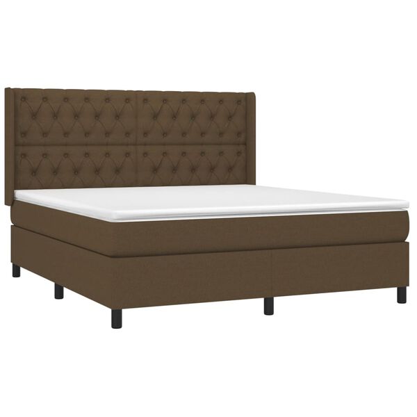 vidaXL Boxspring posteľ s matracom tmavohned&aacute; 160x200 cm l&aacute;tka