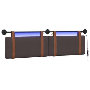 vidaXL Z&aacute;vesn&eacute; čelo postele S LED svetlom Tmavohned&aacute; Antik PU