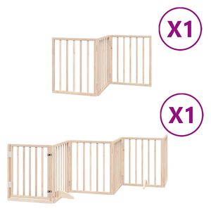 vidaXL Br&aacute;na pre psa s dverami skladacia 9 panely 450cm topoľov&eacute; drevo