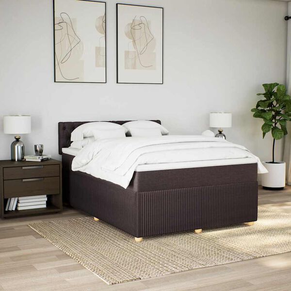 vidaXL Boxspring posteľ s matracom tmavohned&aacute; 140x190 cm l&aacute;tka