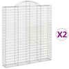vidaXL Obl&uacute;kov&yacute; gabionov&yacute; k&ocirc;&scaron; 2 ks 200x30x220/240cm pozinkovan&eacute; železo