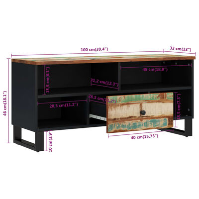 vidaXL TV skrinka 100x33x46 cm recyklovaný masív a kompozitné drevo
