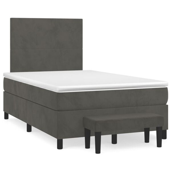 vidaXL Boxspring posteľ s matracom, tmavosiv&aacute; 120x190 cm, zamat