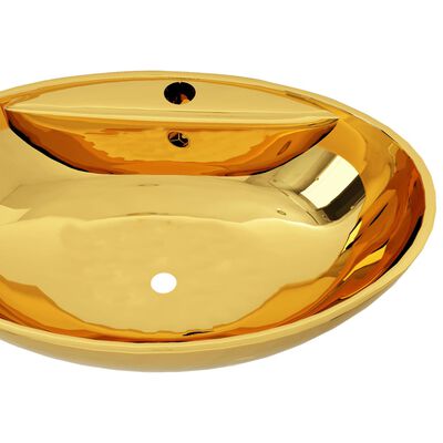 vidaXL Umývadlo s prepadom 58,5x39x21 cm keramické zlaté