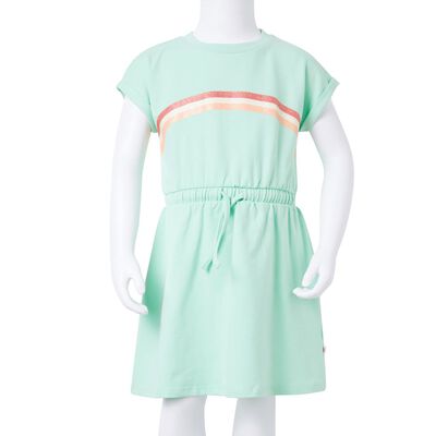 Detské šaty so šnúrkou žiarivo zelené 92